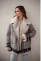Women's jacket made of natural gray sheepskin in VINTAGE style